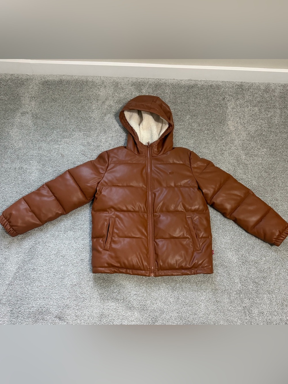 Levi's Brown Puffer Jacket with Hood